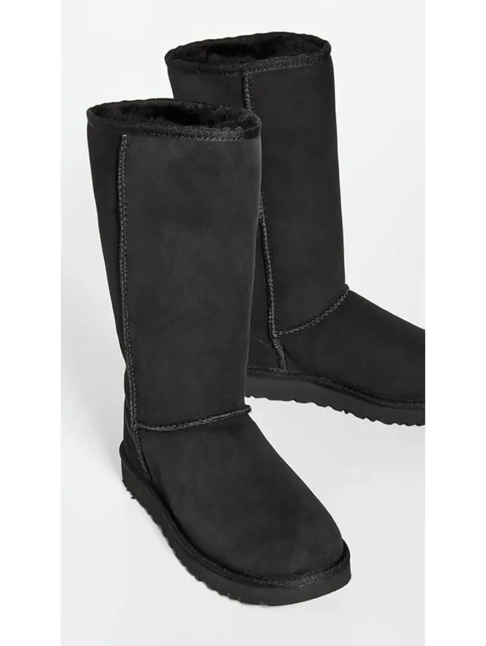 UGG Black Tall Suede Pull-On Winter Boots Sz 8 - Warm Cozy Gift Hygge